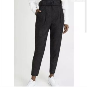 A.L.C. Diego Black Paper Bag Italian Linen Blend Pants With Belt Size 2